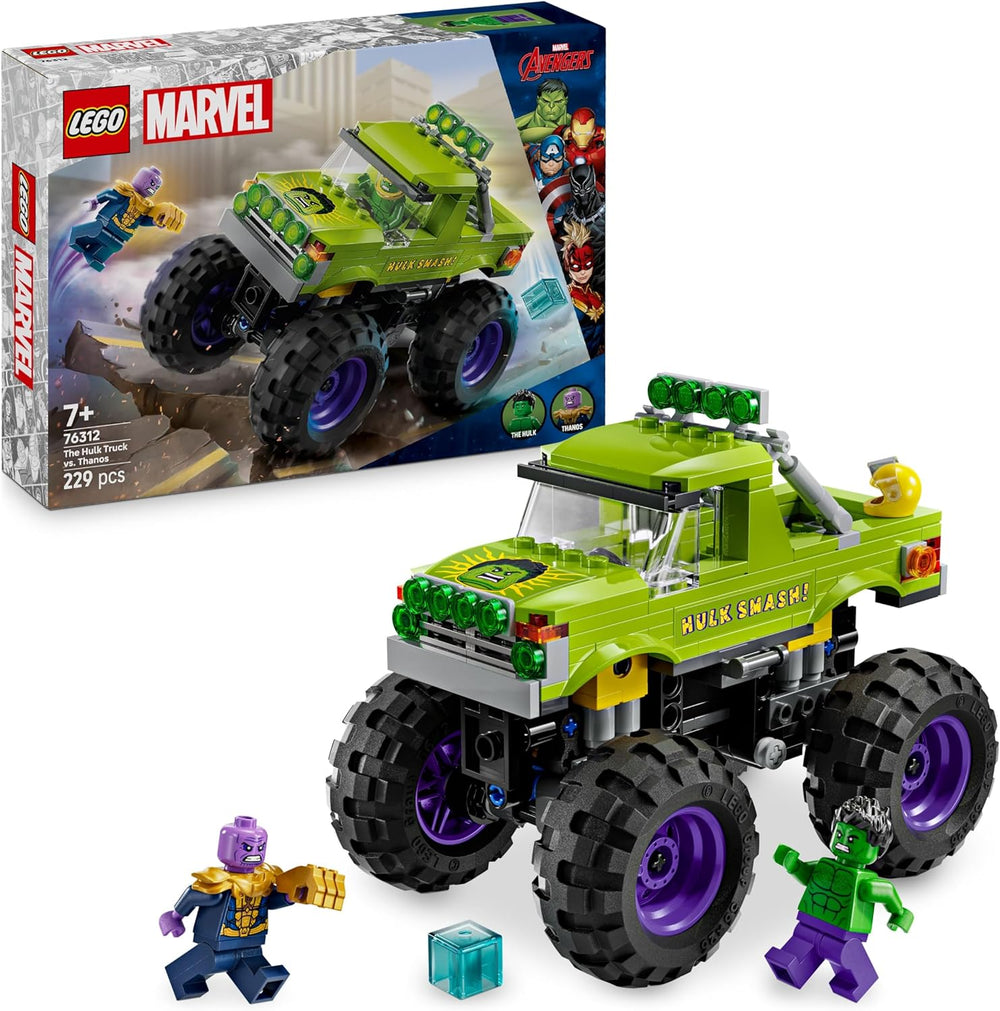 LEGO ǀ Marvel Camión Hulk Vs. Thanos - Kreatives Superhelden Spielzeug - Avengers Fahrzeug und Minifiguren - Monstertruck für Spielspaß - Geschenk für Jungen und Mädchen ab 7 Jahren - 76312