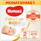 Huggies Pañales Bebé Recién Nacido talla 2, de 3 a 6 kg, Para recién nacidos, Con indicador de humedad, 210 pañales Tienda Mother and Baby Naty