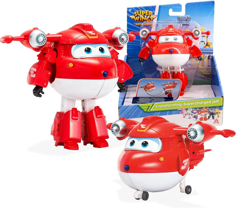 Auldey EU740283 Figura Transformer Super Wings JETT Supercharge 12 Cm, Figuras de acción de colores Naty Shop Jett S4