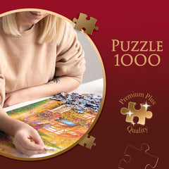 Trefl Premium plus Quality - Puzzle Tea Time: Casas Stoney Lane - 1000 piezas, Serie de imágenes pintadas nostálgicas, Combinación ideal de piezas, Para adultos y niños a partir de 12 años Puzzle Naty Shop