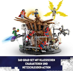 LEGO 76261 Marvel El Gran Enfrentamiento de Spider-Man, Spider-Man: No Way Home, set con 3 minifiguras de Peter Parker más el Duende Verde, Electro, Sandman, Ned, Doctor Strange y MJ, modelo coleccionable Juegos de construcción Besuche den LEGO-Store
