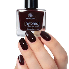 Esmalte de uñas HÍBRIDO Alessandro Rouge Noir - Rojo oscuro-Negro - Uñas perfectas en solo 3 pasos, sin LED - ¡dura hasta 10 días! 8ml