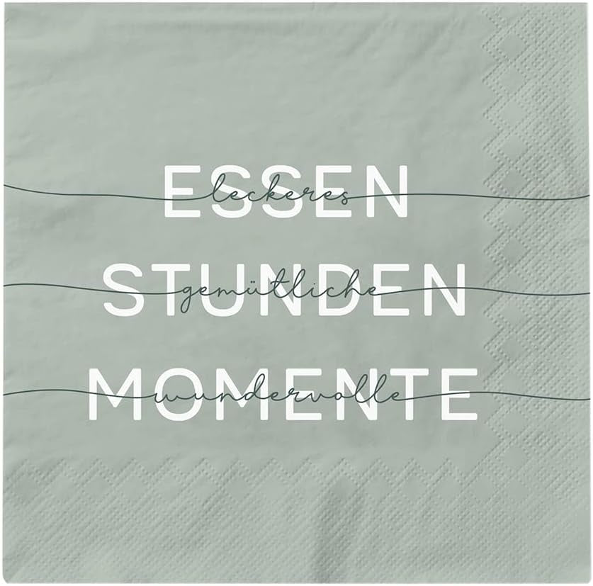 Grafik Werkstatt Serviettes Mit Spruch Groß | 20 bucăți | 16,5 X 16,5 Cm | Verde | Mâncare, Ore, Momente