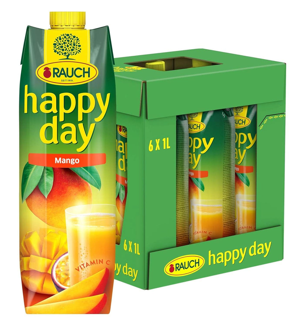 Rauch Feliz Día Mango | Bebida refinada con maracuyá | Mucha vitamina C | 6 x 1 litro, Tetra Prisma Naty Shop 6 x 1 litro Mango