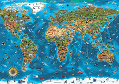 Educa - Puzzle 1000 piese pentru adulti | Minunile lumii, puzzle 1000 piese pentru adulti si copii, obiective turistice, harta lumii. Jigsaw puzzle pentru adulți de la 14 ani (19022) Puzzle Naty Shop