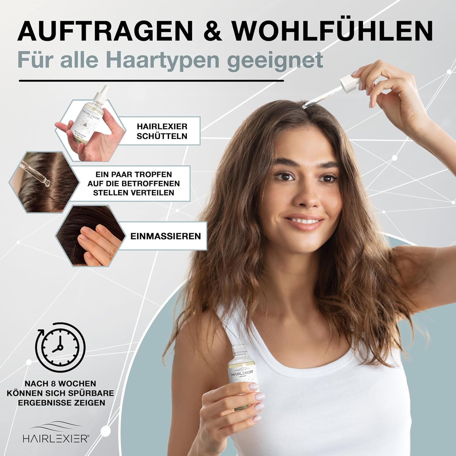 Hairlexier remediu de creștere a părului pentru femei - ulei de rozmarin pentru păr, ulei de păr cu ulei de ricin, ulei de lavandă, ser natural pentru păr împotriva căderii părului difuz, susține creșterea părului, vegan și organic + caiet de lucru Ingrijirea parului Naty Shop