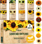 Juego de semillas de girasol - 8 variedades de semillas de girasol - Semillas de girasol en un práctico juego de plantación - Semillas de flores de verano, mezcla de flores silvestres - Semillas de flores para plantar
