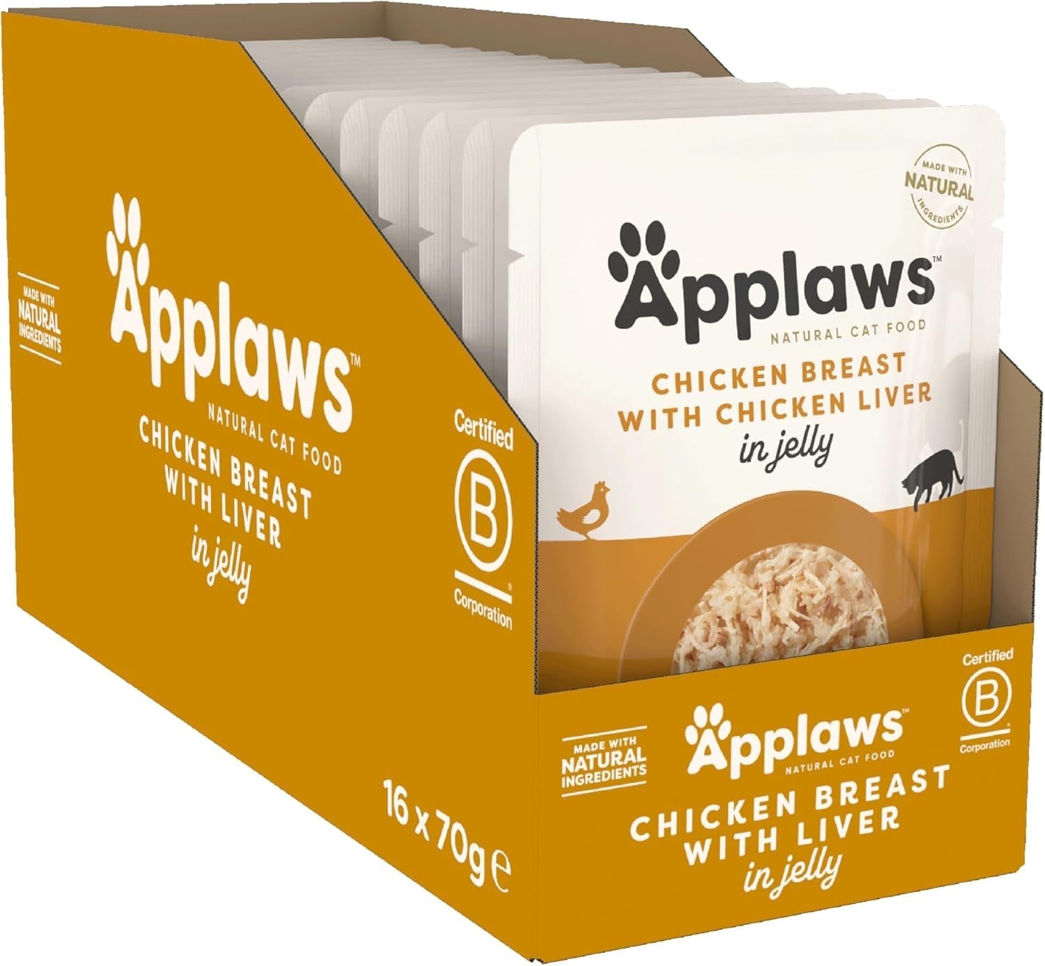 Applaws Premium Natural Wet Food For Cats, Fish Selection în Jelly 70G plicuri porție (12X70G)