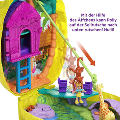 Polly Pocket GKJ64 - Pineapple Pocket Compact, portabil, cu 8 funcții distractive, păpuși Polly și Lila, 2 accesorii și foaie cu stickere; jucărie pentru copii cu vârsta de 4 ani și peste
