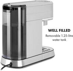 Klarstein Futura Espressor, Espressor cu Filtru Portabilă, 1450 W, 20 bar, Calitate Barista, Duză Dublă, Stop debit, Espressor cu Filtru Portabilă, Funcție de Spumare a Laptelui, Argintiu