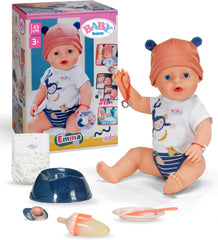 Păpușă Baby Born Emma în stil junglă - 43 cm - 10 funcții, inclusiv accesorii și salopă în culori unisex - Funcționează fără baterii - Potrivită pentru copii cu vârsta de 3 ani și peste