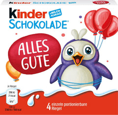 Chocolate Kinder (20 x 50 g) - Regalo de San Valentín para él y ella, dulces de Carnaval y Mardi Gras - Barras de chocolate con leche rellenas - 20 paquetes de 4 barras individuales cada uno