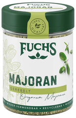 Fuchs Gewürze - Mejorana gerebelt - zum Würzen von Kartoffelgerichten, Fleischgerichten oder Eintöpfen - ingredientes naturales - 10 g en wiederverwendbarer, recyclebarer Dosis