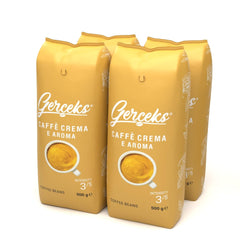 Caffe Crema E Aroma Kaffeebohnen 2kg (4x500g), Barista Kaffee schokoladig und säurearm, Espressobohnen kräftig, Bohnenkaffee mit Arabica und Robusta, feine Crema, ideal für Milchkaffee