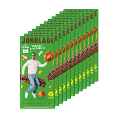JOKOLADE 12 barras x 140g Paquete económico | Con cacahuetes caramelizados y cereales crujientes | Vegano y sin cacao