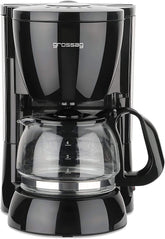 Cafetieră cu filtru grossag cu carafă de sticlă KA 12.17 | 0,6 litri pentru 4 cești de cafea | 600 wați | Negru - Oțel inoxidabil
