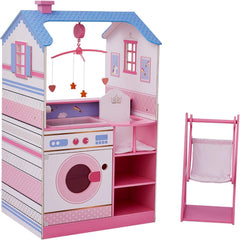 Olivia'S Little World Teamson Kids Casa de muñecas de madera para bebés de 18 pulgadas Guardería de doble cara TD-11460W Casas de muñecas Naty Shop Cambiador