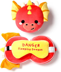 Puckator Relaxeazzz Adoramagics pernă de călătorie rotundă din pluș și mască de ochi cu motiv de dragon - mască de somn din pluș pentru avion - pernă de zbor pentru copii și adulți - mască de somn drăguță Perne calatorie Naty Shop Titlu implicit