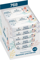 BIOLANE - Toallitas húmedas para bebés, cara y manos - Toallitas de limpieza extra suaves para la higiene - Toallitas húmedas para bebés desde el nacimiento - Sin alcohol - 12 x 64 toallitas (768 toallitas)