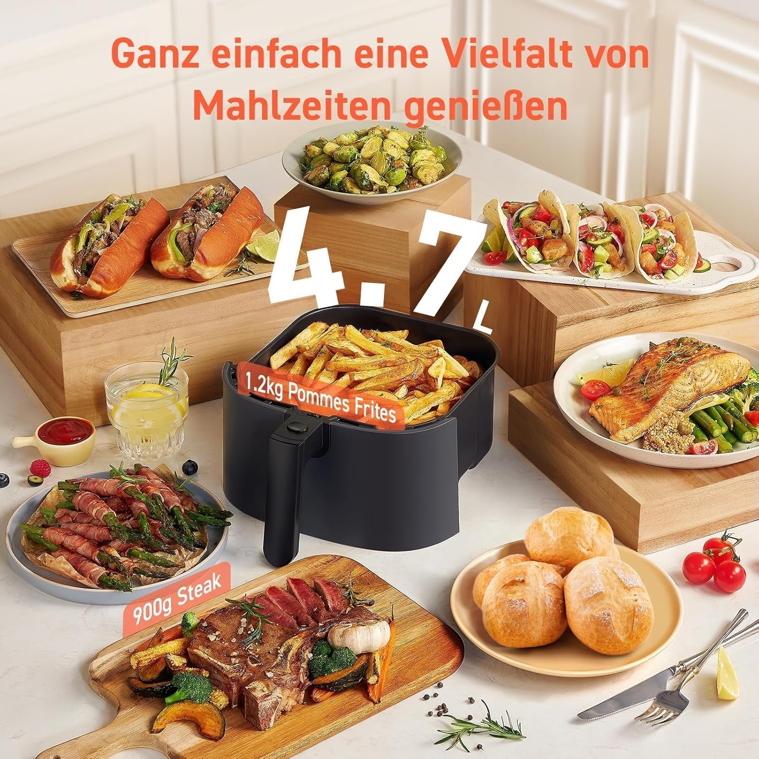 COSORI Airfryer, 7-In-1 Hot Air Fryer 4.7 L, Max 230 ℃ & 55DB zgomot, 100+ rețete Electrocasnice Naty Shop