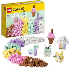 LEGO 11028 Classic Pastel Juego de Construcción Creativa Caja de Ladrillos, Juguete de Construcción para Niñas y Niños a Partir de 5 Años Con Modelos; helado, dinosaurio, gato y más Juegos de construcción Besuche den LEGO-Store Single