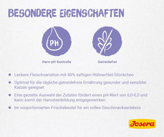 JOSERA File de pui și vițel (16 x 70 g) | Adult | Hrană umedă premium pentru pisici adulte | Pui și vițel cu 40% file de pui | Fără cereale | Hrană umedă pentru pisici într-o pungă de prospețime | Pachet de 16