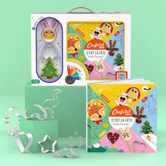 Chefclub Kids – Set de gătit pentru copii cu 10 forme de biscuiți și carte de rețete – Teme: Sărbători și ocazii speciale – Activitate jucăușă și creativă pentru familie – Vârste 4 ani și peste