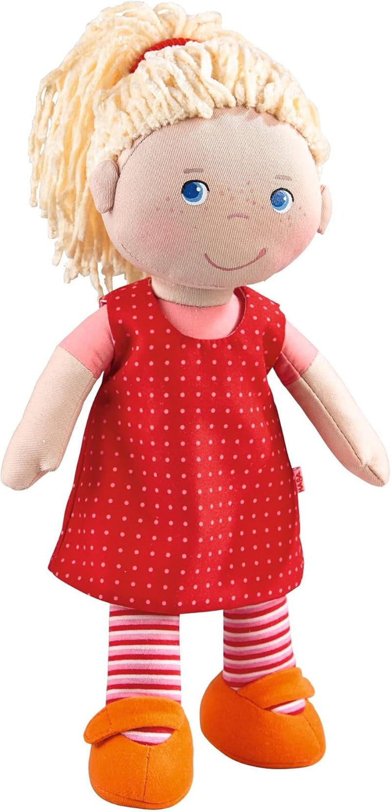HABA 302108 - Muñeca Annelie, muñeca de tela con ropa y pelo, 30 cm, juguete a partir de 18 meses, roja Muñecas Naty Shop Single