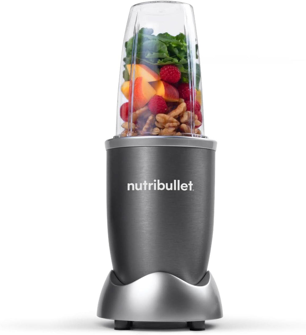 Nutribullet Original, Batidora eléctrica, Zerkleinerer, Smoothiemixer, Smoothie Maker, 600 W Leistung, Einfach Und Schnell in Der Anwendung, Kompakt, Leicht Zu Reinigen, NB603DG Kitchen Naty Shop Dunkelgrau Basispaket