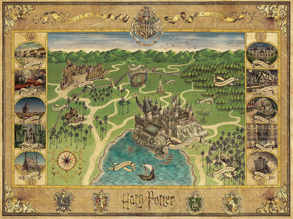 Ravensburger Puzzle 12000720 - Harta Hogwarts - 1500 piese puzzle jigsaw pentru adulți și copii de peste 14 ani, marfă pentru fanii Harry Potter Puzzle Naty Shop Fantezie