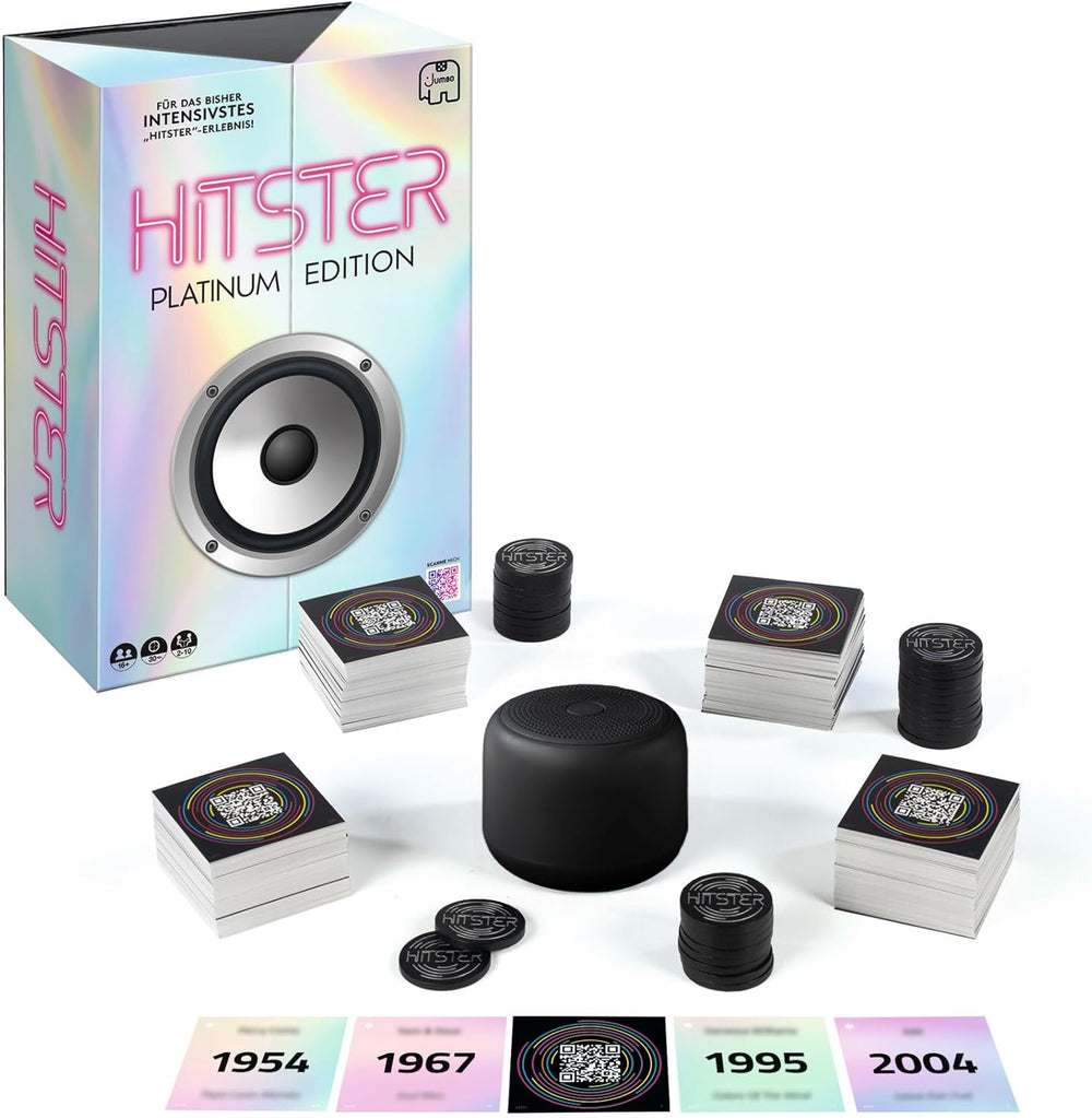 Hitster Platinum Edition: juego de música de fiesta con 500 canciones de pop, rock, hip-hop, dance y más, incluido el altavoz.
