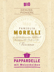 BioGourmet Pappardelle con Germen de Trigo - Pasta Ancha Orgánica para Guisos y Salsas - con Extra Nutrientes | 500 g Orgánico y Vegano