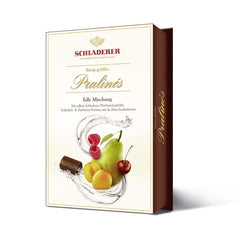 RCP Schladerer Pralinés, surtido fino, chocolate con leche y negro, con y sin costra de azúcar, relleno líquido, contiene alcohol, fantástico regalo, 255 g