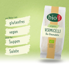 Fideos de vidrio orgánicos Bioasia - Fideos de vidrio largos con almidón de guisante orgánico - Naturalmente veganos y sin gluten - 1 x 100 g