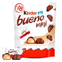 Kinder Bueno Mini - Barritas de chocolate con oblea crujiente, crema de leche y avellanas y chocolate fino con leche - Delicias de carnaval - 1 bolsa de mini barritas envueltas individualmente (1 x 108 g)