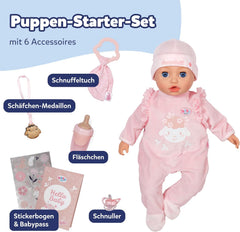 BABY Born Annabell 43 cm - Păpușă moale cu 7 funcții electronice și sunet - Potrivită pentru copii cu vârsta de la 3 ani în sus - Păpușa include accesorii - Necesită baterii