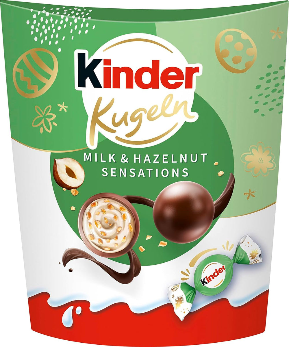 Kinder Milk & Hazelnut Sensations bolitas 90g - Bolitas de chocolate con leche con relleno cremoso de leche y trozos de avellana - Chocolate de Pascua, dulces de Pascua - Regalo y souvenir de Pascua