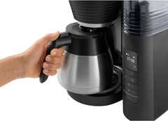 Melitta AromaFresh Therm Pro X – Espressor cu filtru, râșniță integrată, rezervor de apă detașabil, carafă termică din oțel inoxidabil și funcție de temporizator, pentru până la 8 cești de cafea, negru/argintiu