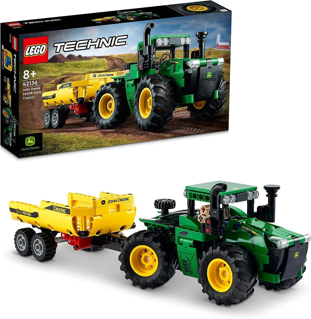 LEGO Technic Tractor John Deere 9620R 4x4 con Remolque Volquete Juguete Agrícola Clásico para Niños Niños y Niñas 8 Años Kit de Modelos Coleccionables 42136 Juegos de Construcción Besuche den LEGO-Store Single