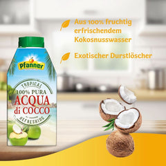 Bebida de agua de coco Pfanner (8 X 500 ml) - Agua de coco sin azúcar Naty Shop