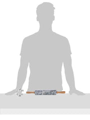 Küchenprofi Teigrolle aus Marmor mit Holzablage in der Farbe Grau-Braun, Maße: 5,9 cm x 5,9 cm x 47,3 cm, 10 0248 10 47