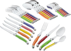 Pradel Excellence I7214P Besteckgarnitur Laguiole, Pastelfarben, 24-Teilig Cocina Naty Shop