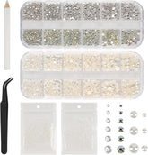 5820 Stück Strasssteine Nägel, Glitzersteine Nägel Und Halbrunde Perlen, AB Kristall Rhinestones, Flatback Nagel Steine Mit Pinzette Und Stift Für Nagel/Diy (Mehrere Größen Und Farben)