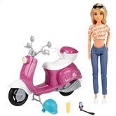 Isabella Gelenkpuppe mit Roller, 30 cm, Motorrad-Spielzeug, incluidos accesorios, Sonnenbrille, Handy, Selfie-Halterung, Helm, Refreshment, Puppen für Mädchen, Geschenke ab 3 Jahren (47812)
