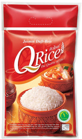 Q RICE – 100% arroz jazmín de grano largo de Tailandia - fragante y aromático con una textura ligeramente pegajosa - ideal para curry, bowls y platos asiáticos - 1 x 5 kg