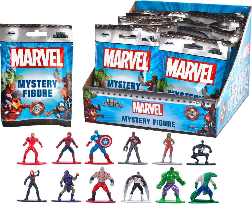 Jada Toys 253221016 - Blind Pack Marvel Nanofigures - Figuras coleccionables Marvel de metal en Blind Pack, 4cm, 3 años en adelante, Selección aleatoria, Figuras de acción negras Naty Shop L