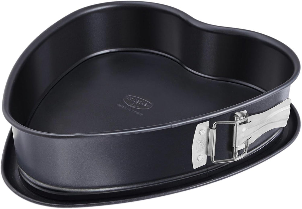 Tavă de tort Dr. Oetker în formă de inimă cu fund antiaderent, 25 cm, tavă de tort cu fund plat, tavă de copt în formă de inimă și antiaderentă din oțel cu strat antiaderent, cantitate: 1 bucată, 1479 negru