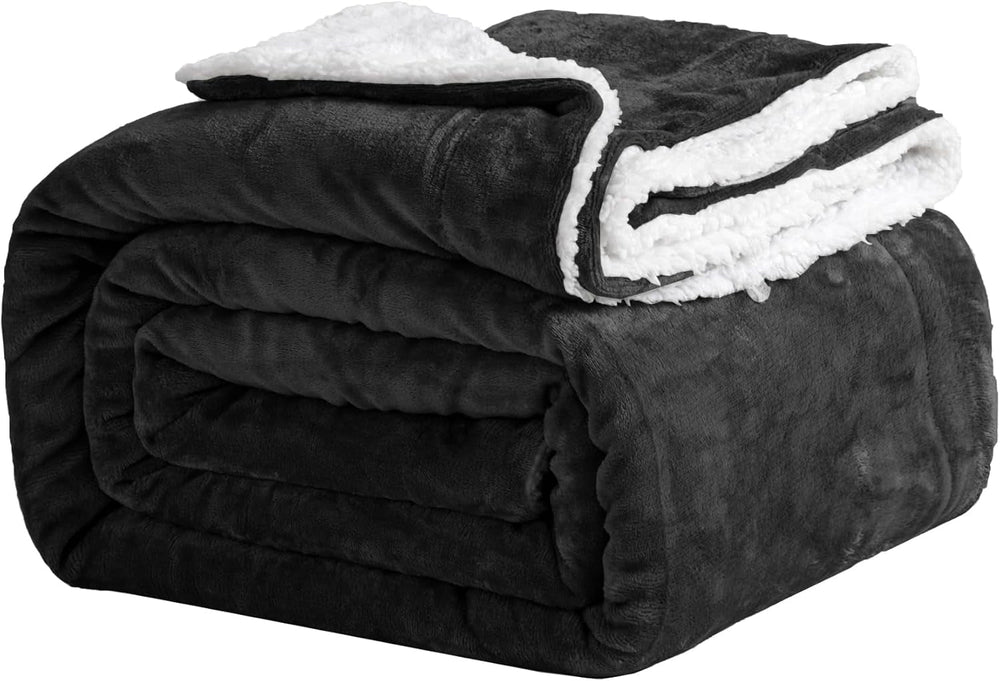 Manta acogedora 150X200Cm negro Manta polar Living Sherpa manta sofá tiro sofá Cálido invierno suave manta (negro, 150X200Cm) Good Nite Beds and Blankets Negro 150X200Cm