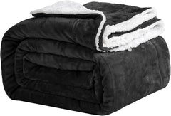 Manta acogedora 150X200Cm negro Manta polar Living Sherpa manta sofá tiro sofá Cálido invierno suave manta (negro, 150X200Cm) Good Nite Beds and Blankets Negro 150X200Cm