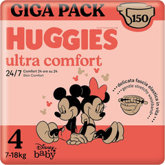 Pañales Huggies Ultra Comfort, talla 4 (7-18 kg), diseño Disney, paquete económico, 150 piezas